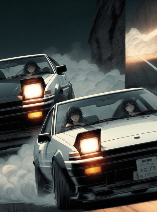 cars, driving, tuning, road, race, characters, speed, smoke, tire, light