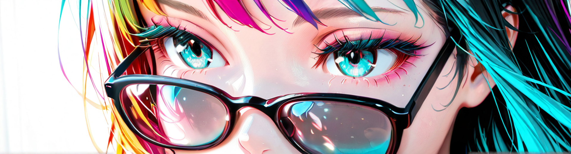 AI generated wallpaper featuring eyes, glasses, hair