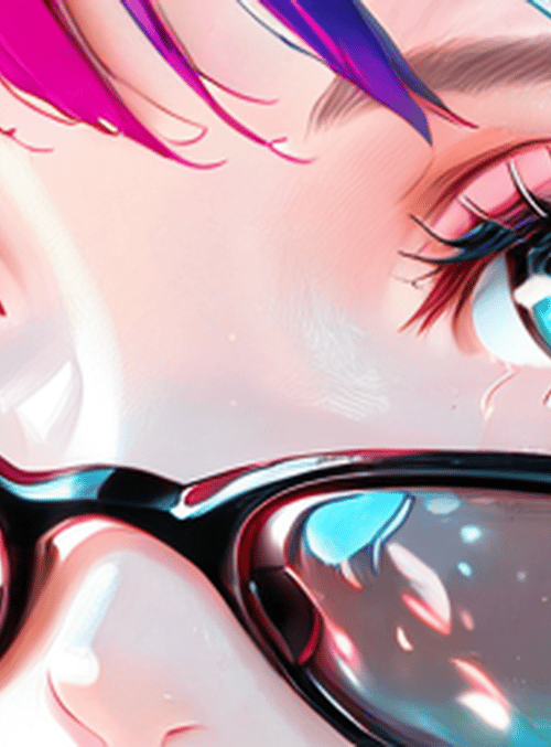 eyes, glasses, hair
