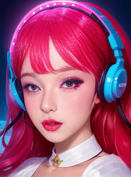 girl, headphones, building