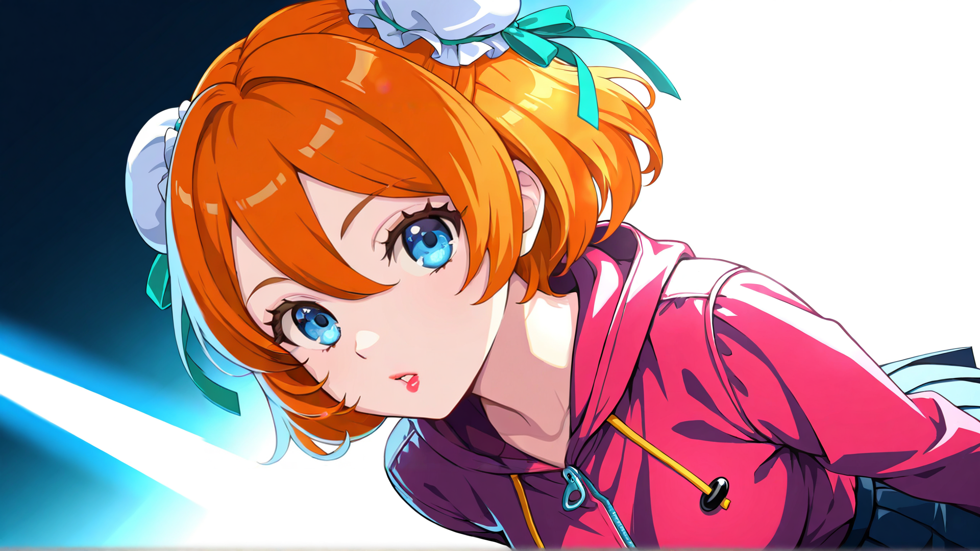 AI generated wallpaper featuring anime girl, maid, sweater, hair, ribbon, hoodie, glasses