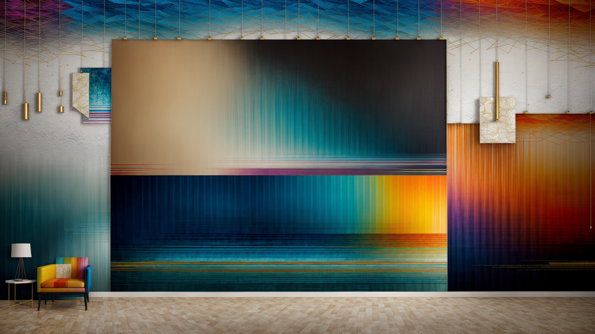 AI generated wallpaper featuring wallpaper, art, room