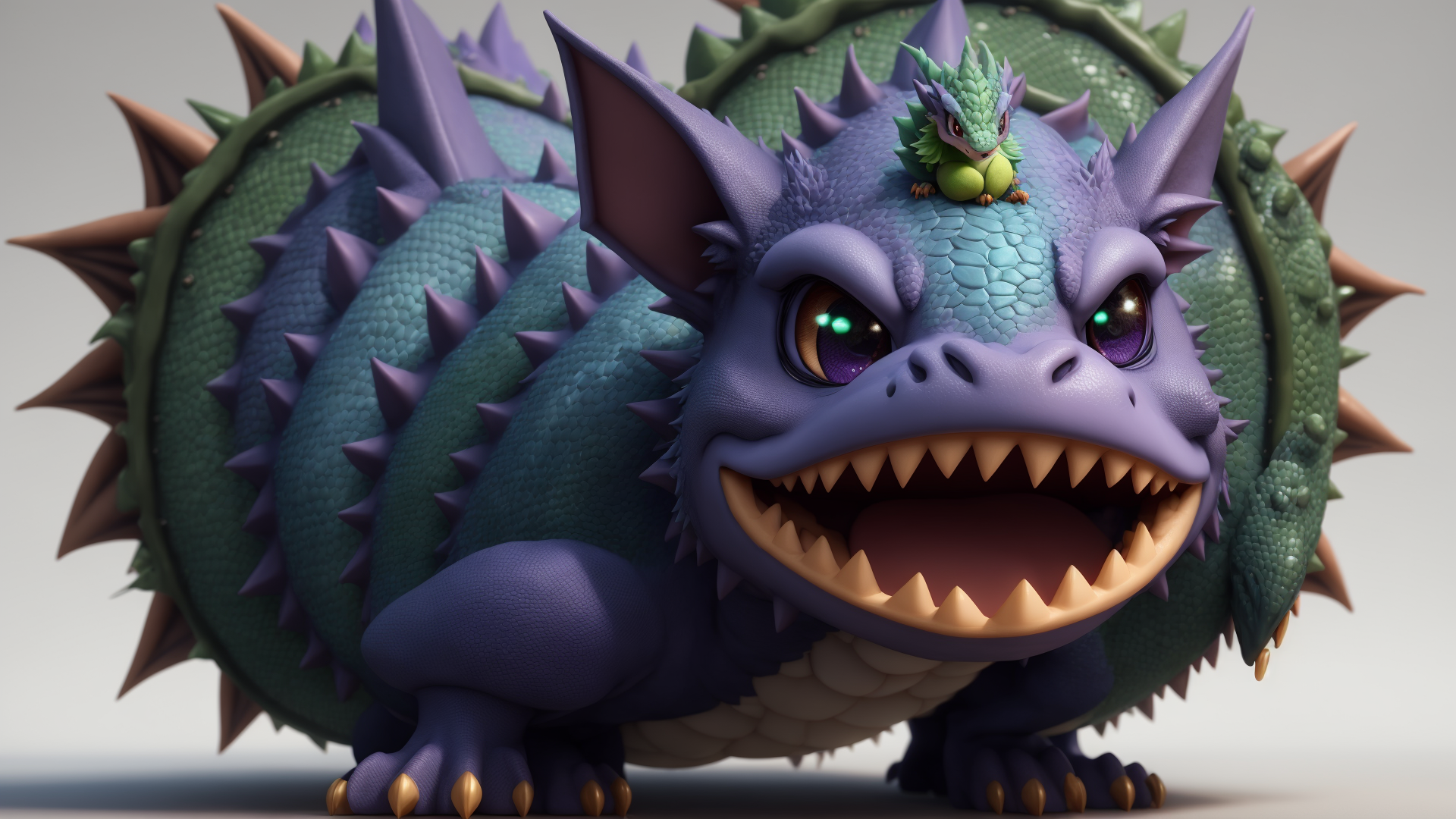 AI generated wallpaper featuring dragon, chibi, lizard