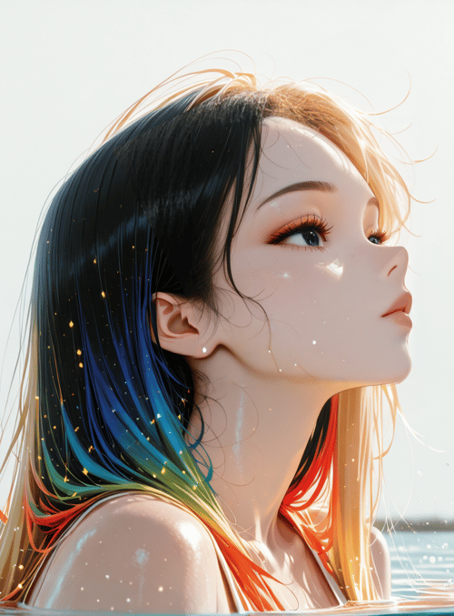 woman, hair, water