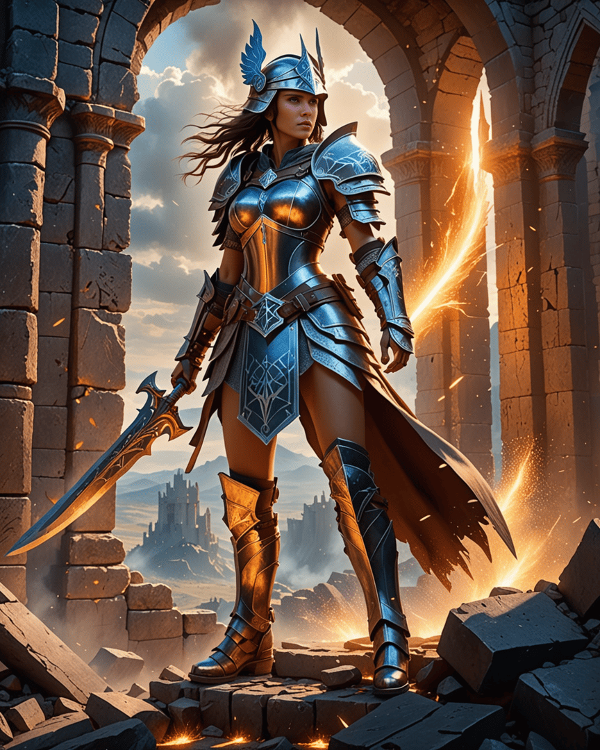 AI generated wallpaper featuring warrior, armor, sword