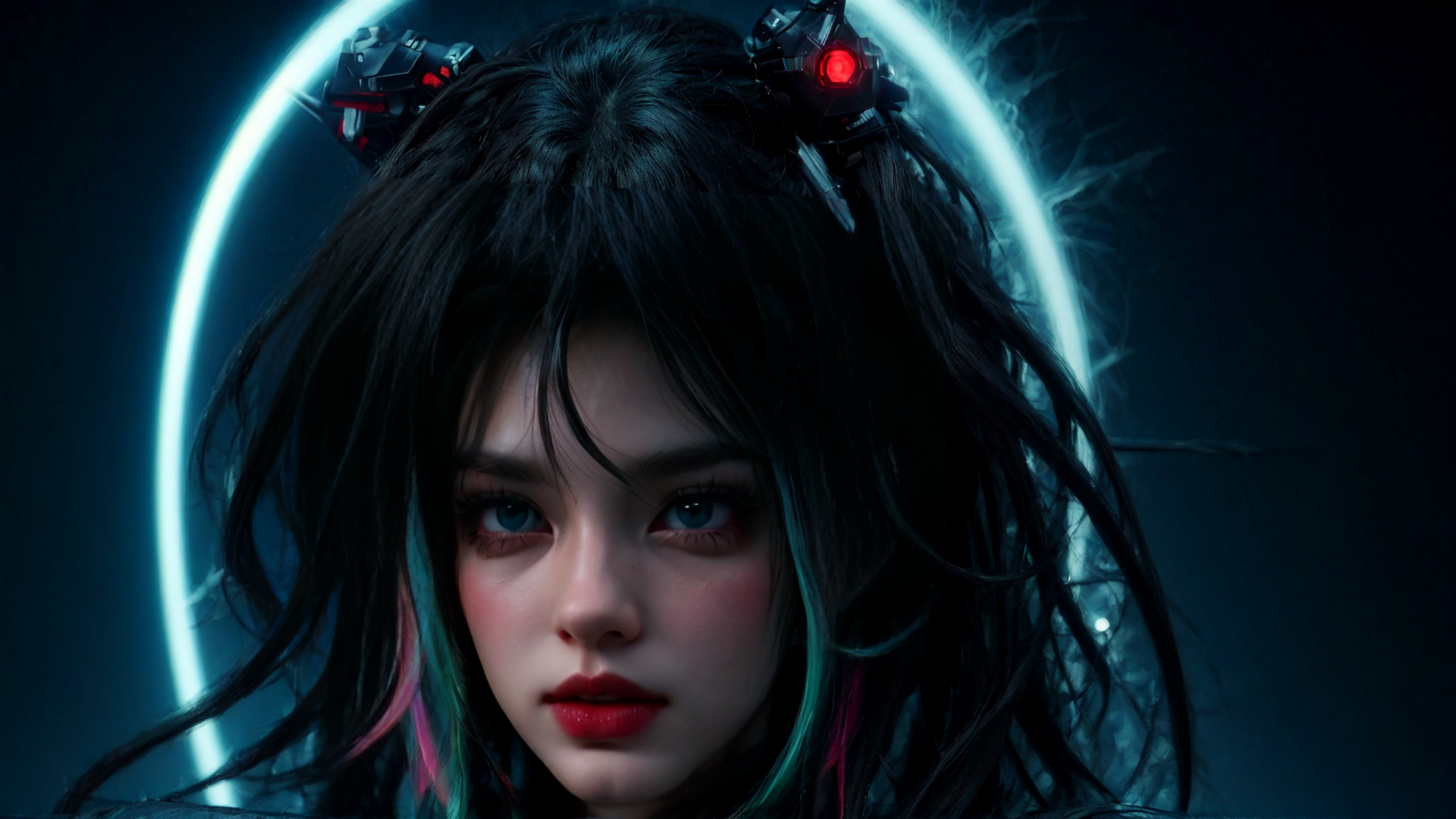 AI generated wallpaper featuring cyberpunk, girl, neon