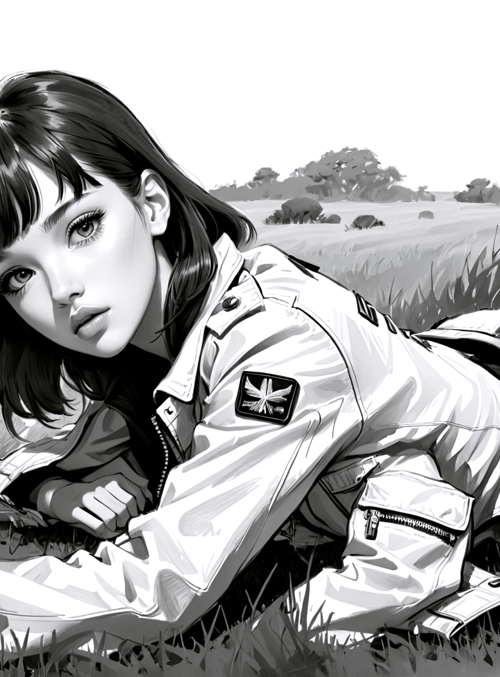girl, woman, grass, jacket, field, plants, watch, clothes, landscape, arm