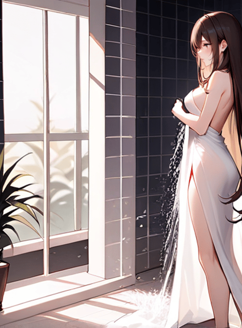 woman, dress, bathroom