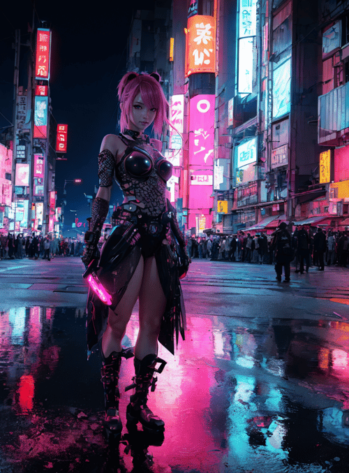 cyberpunk, woman, neon