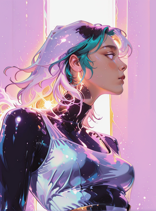 woman, cyberpunk, character, hair, fashion