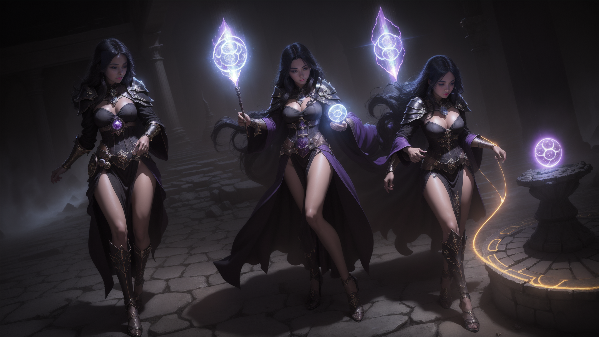 AI generated wallpaper featuring witch, mage, sorceress