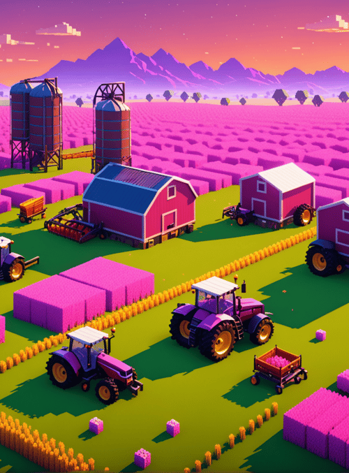 farm, tractor, field, barn, silo, crop, tractor trailer, hay, harvest, sun