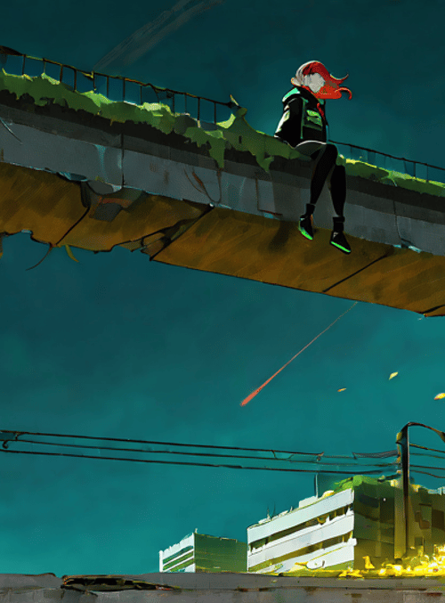 girl, bridge, city