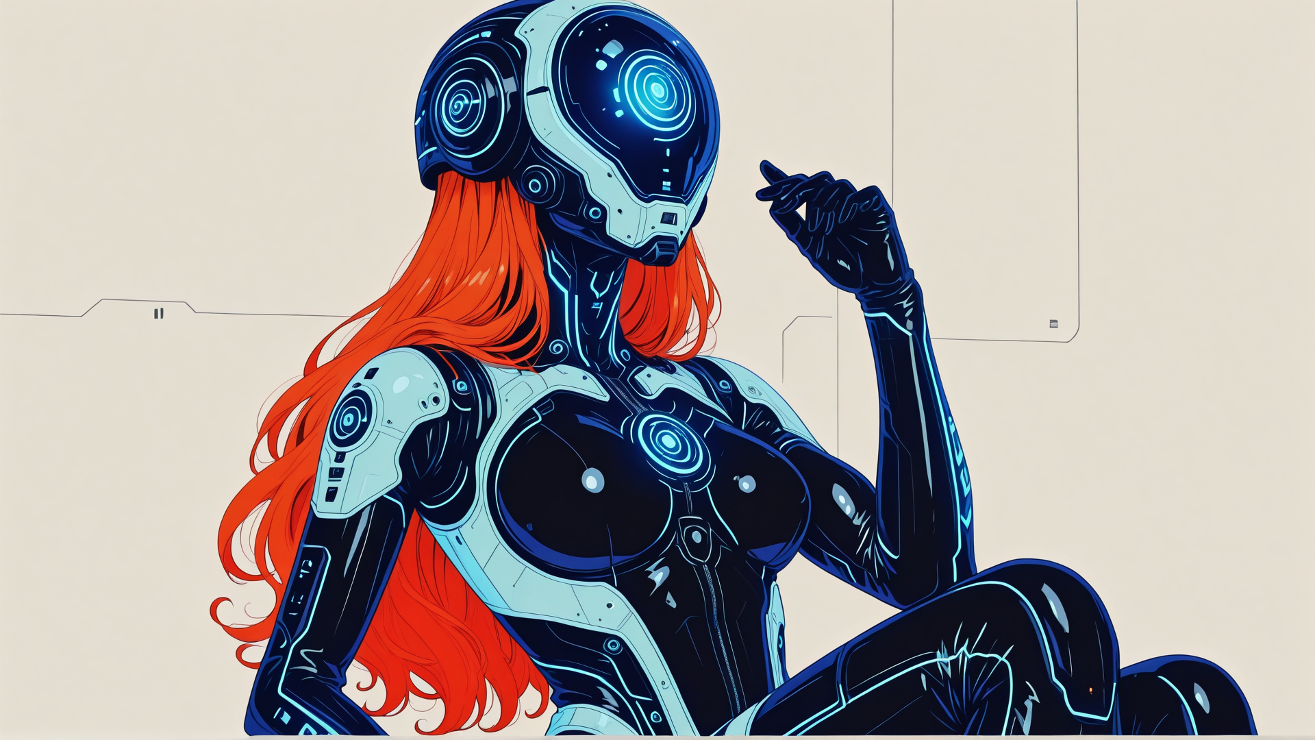 AI generated wallpaper featuring robot, cyborg, female, ai, character