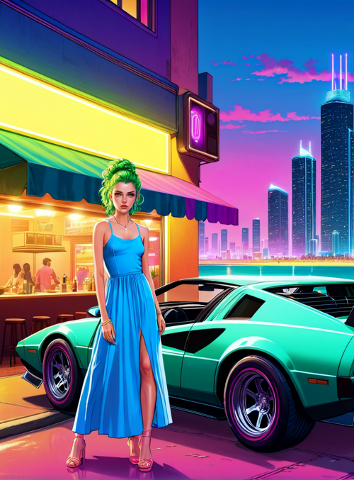 woman, car, bar