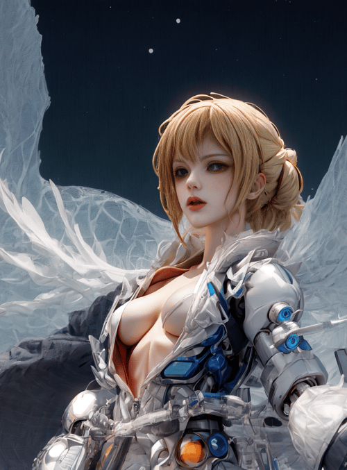 angel, mech, woman