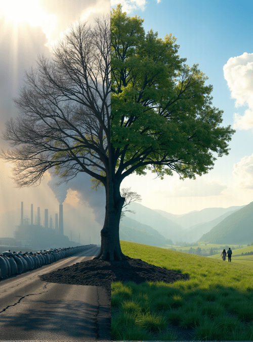 tree, factory, landscape