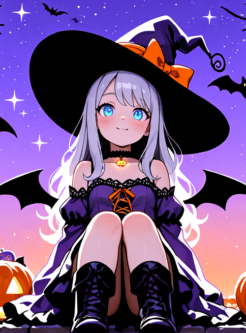 witch, pumpkin, bat, candle, tree