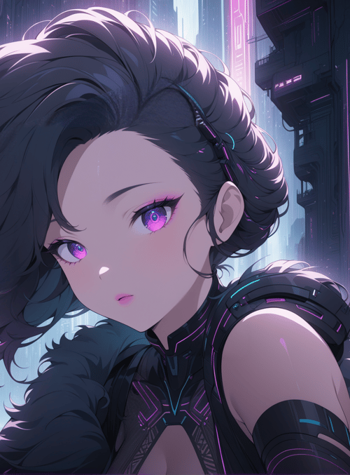 cyberpunk girl, neon city