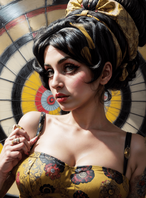 woman, dartboard, tattoo