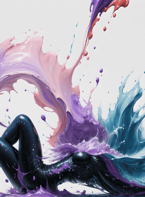 figure, paint, splatter, ink, liquid
