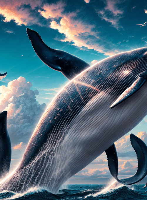 whales, castle, sky