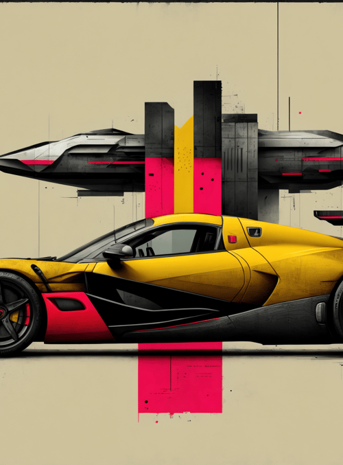 car, spaceship, building