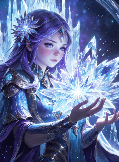 frozen goddess, crystal, magic