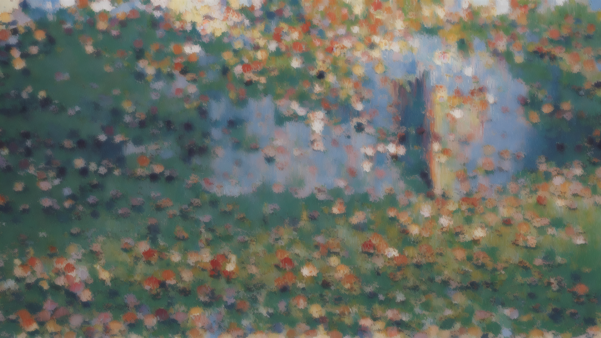 AI generated wallpaper featuring flowers, field, trees