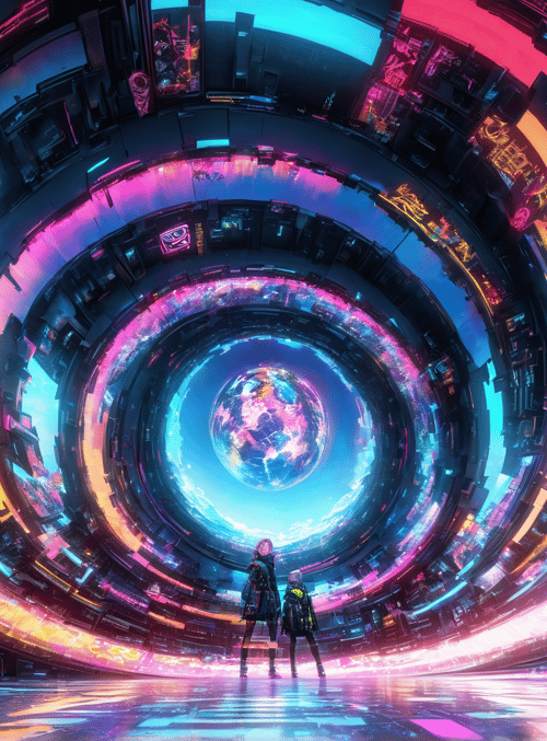 people, neon, globe