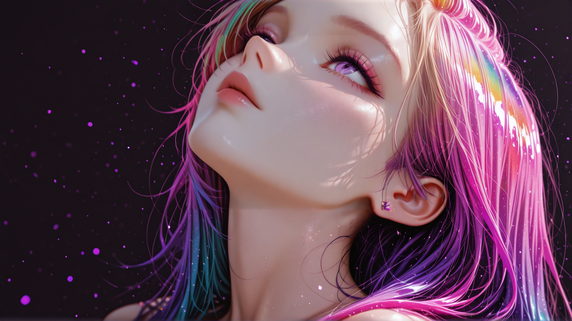 AI generated wallpaper featuring woman, hair, ear