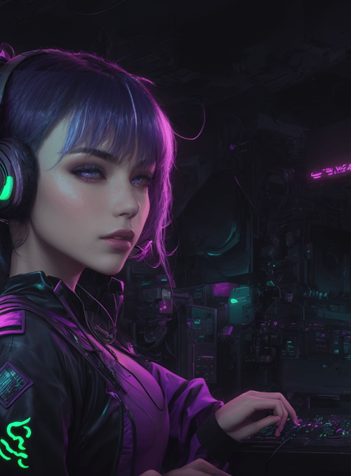 gamer, cyberpunk, woman