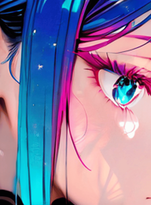 girl, anime, hair, tear, ear, window, curtains, mirror