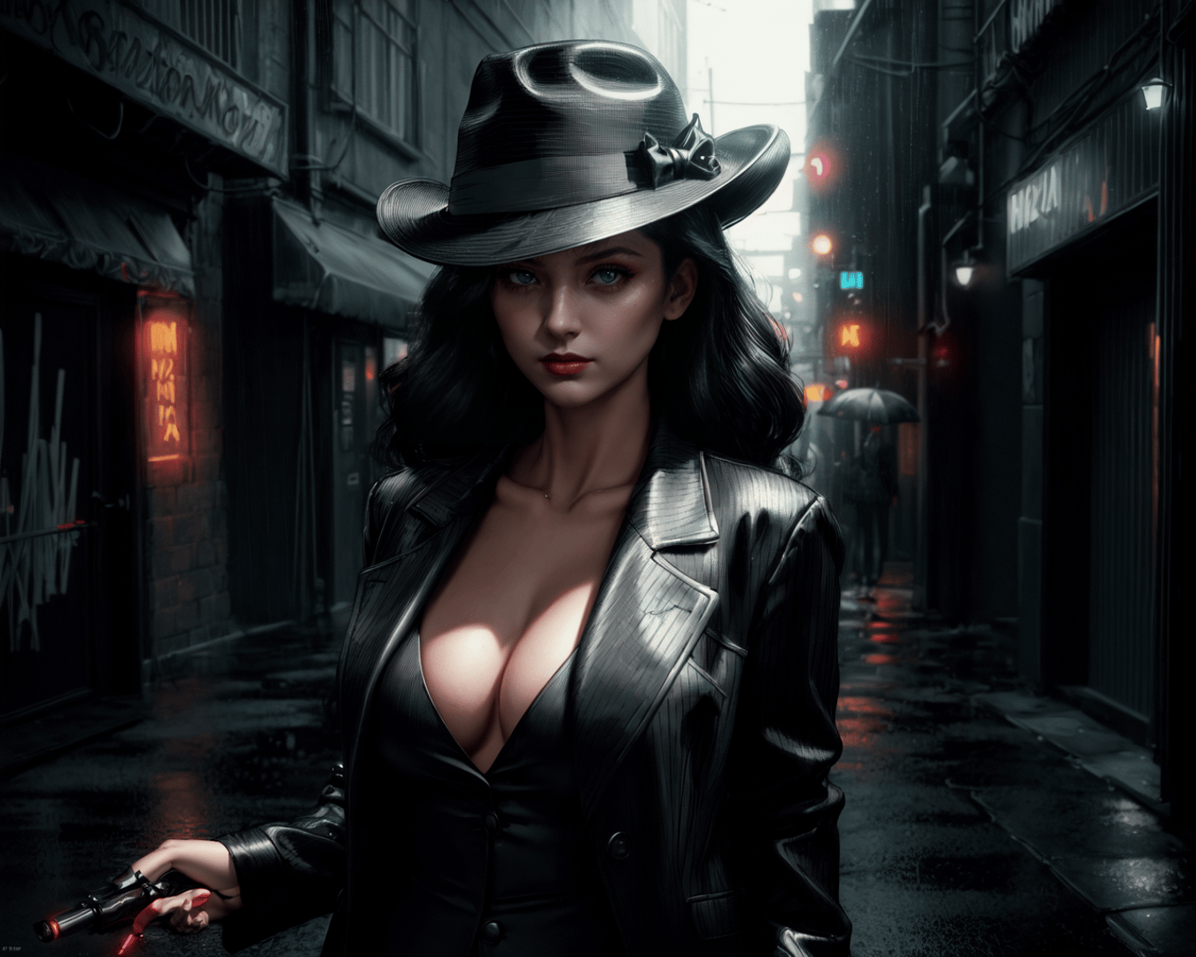 woman, street, hat