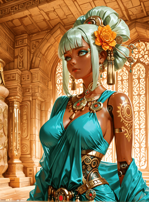 woman, statue, columns, decorative pillars, ornate architecture