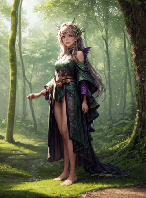 elf, woman, forest