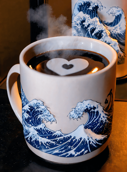 cup, wave, heart