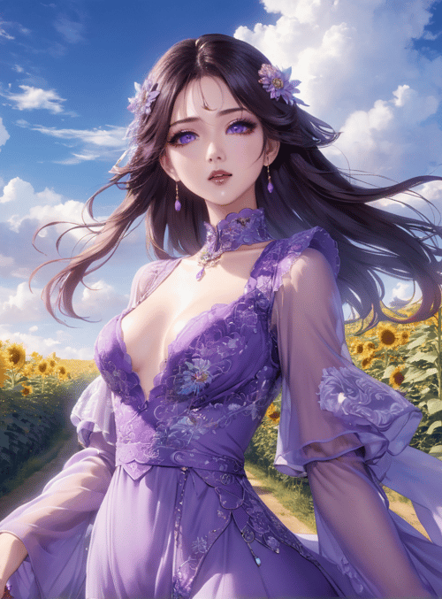 woman, sunflower, dress