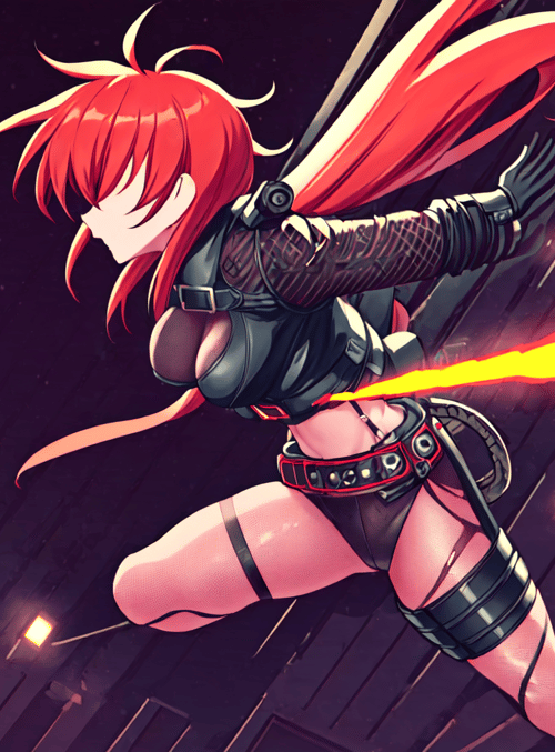 anime girl, cyberpunk, fighter