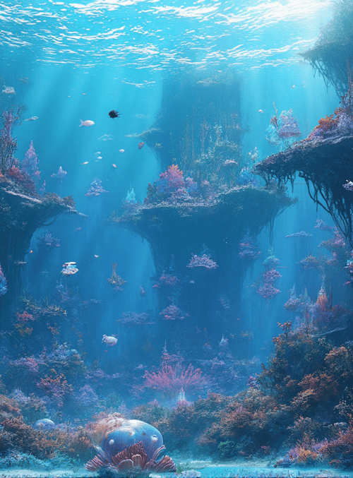 coral, fish, reef, underwater, plant, sunlight, rock, seaweed, kelp, anemone