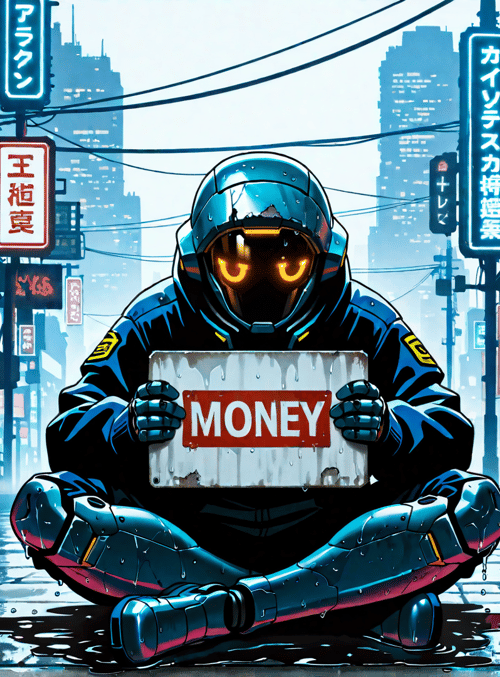 robot, sign, city