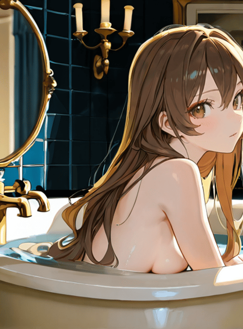 girl, bathtub, bathroom