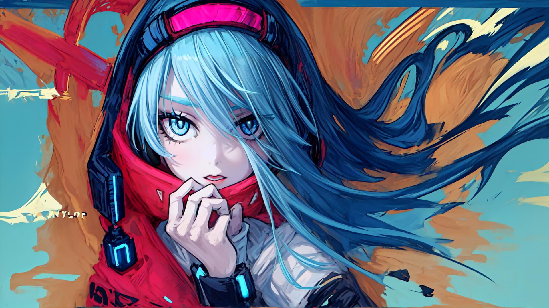 AI generated wallpaper featuring cyberpunk girl, anime character