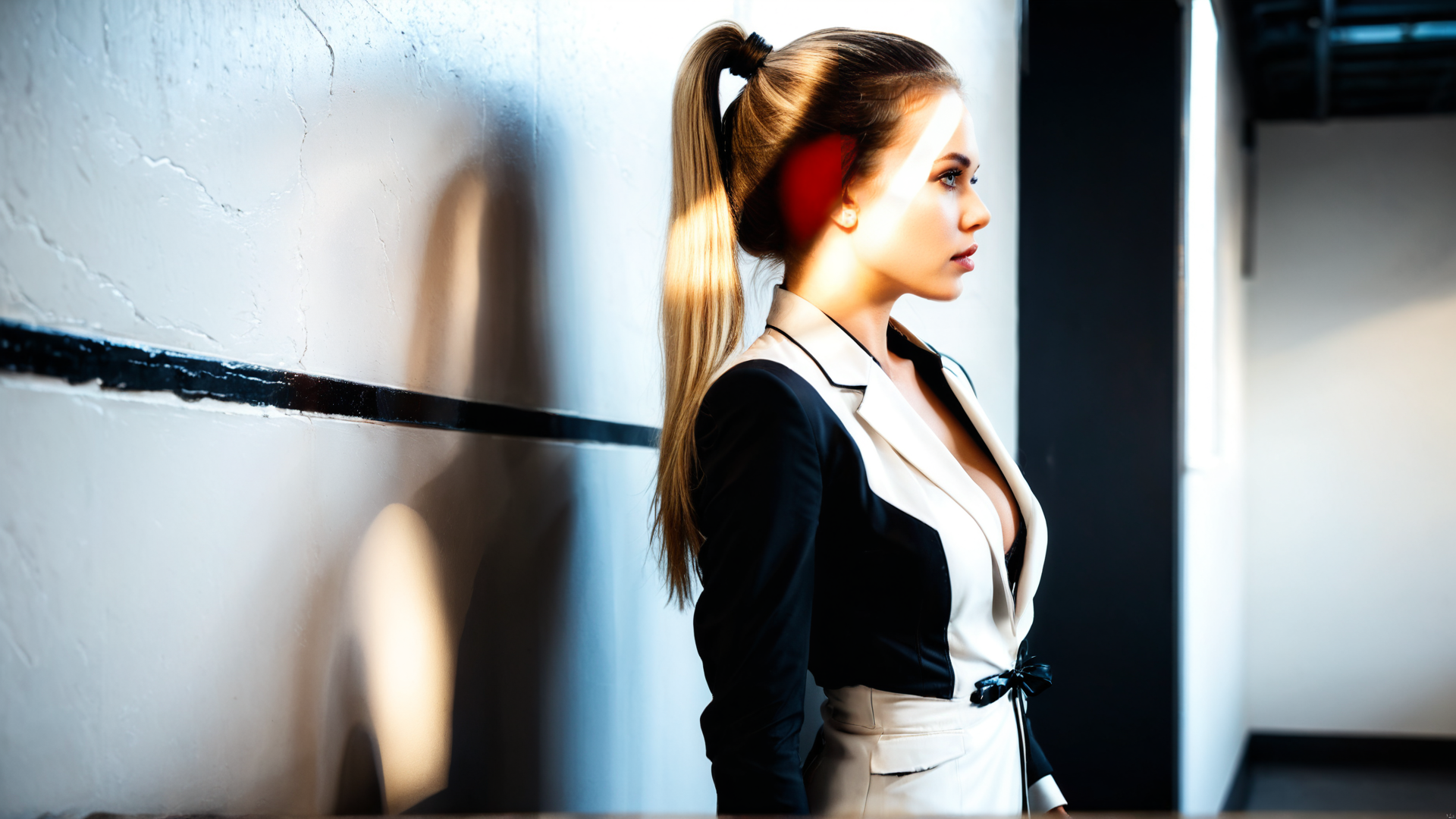 AI generated wallpaper featuring woman, business, ponytail