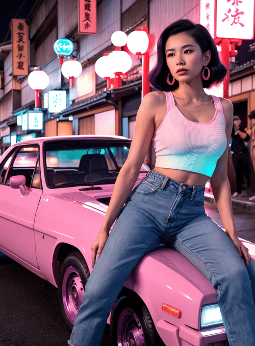 woman, car