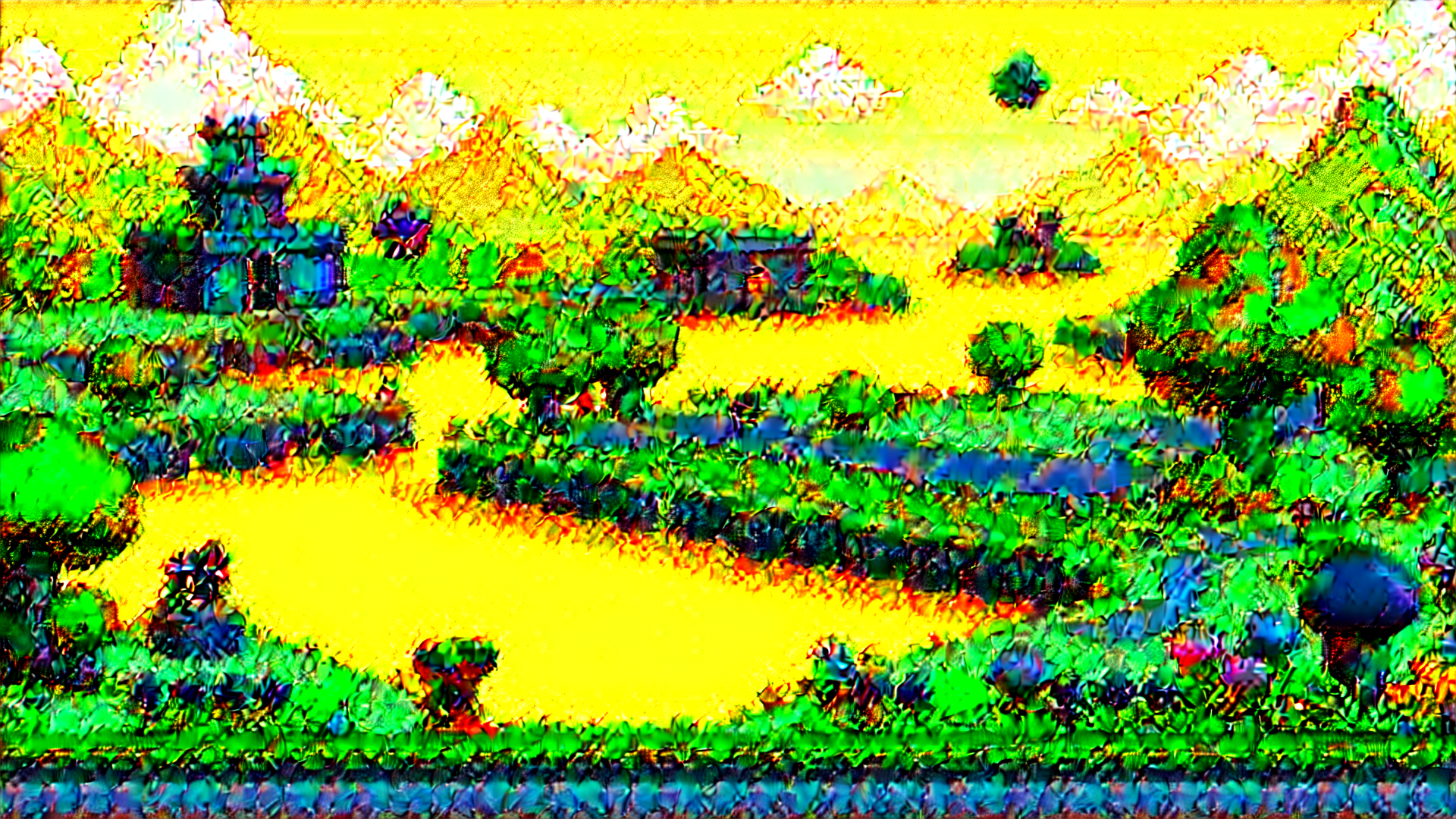AI generated wallpaper featuring landscape, village, fields