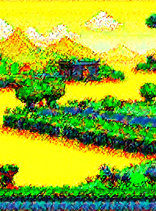 landscape, village, fields