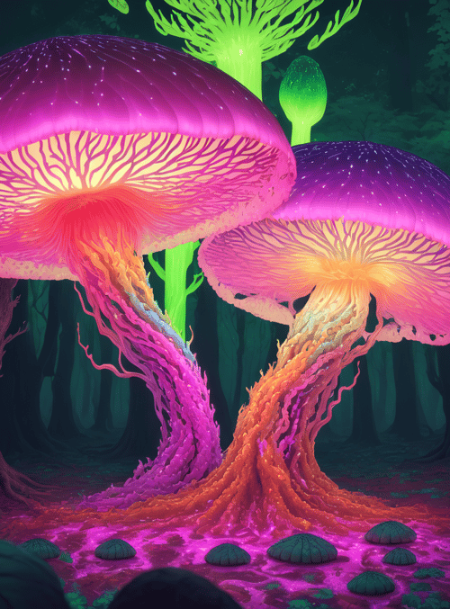 mushroom, forest, giant