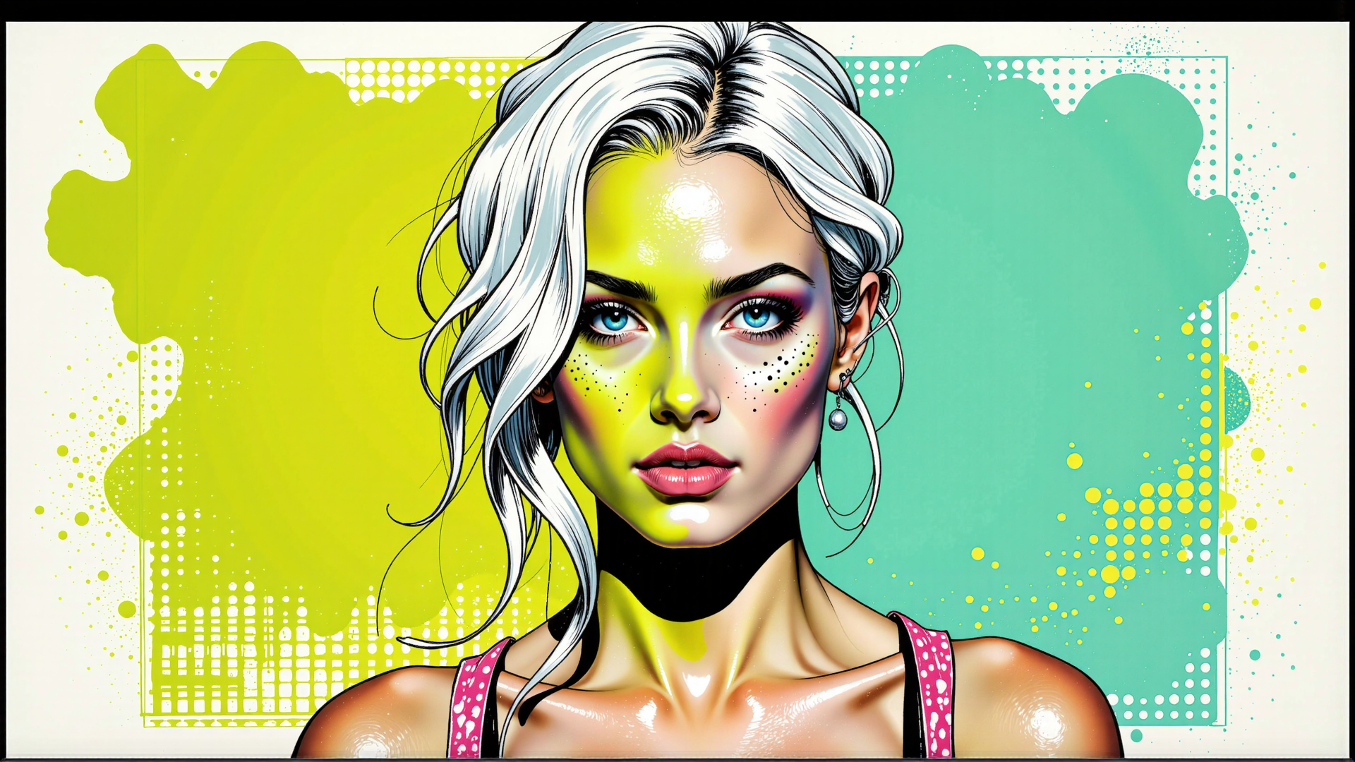AI generated wallpaper featuring woman, portrait, hair