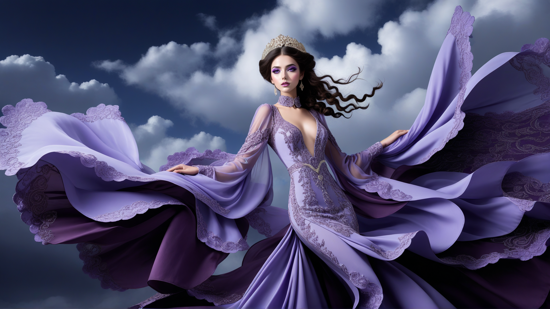 AI generated wallpaper featuring queen, woman, dress